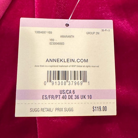 Anne Klein NWT Magenta Velvet Wrap Dress - Size 6 - Picture 8 of 11